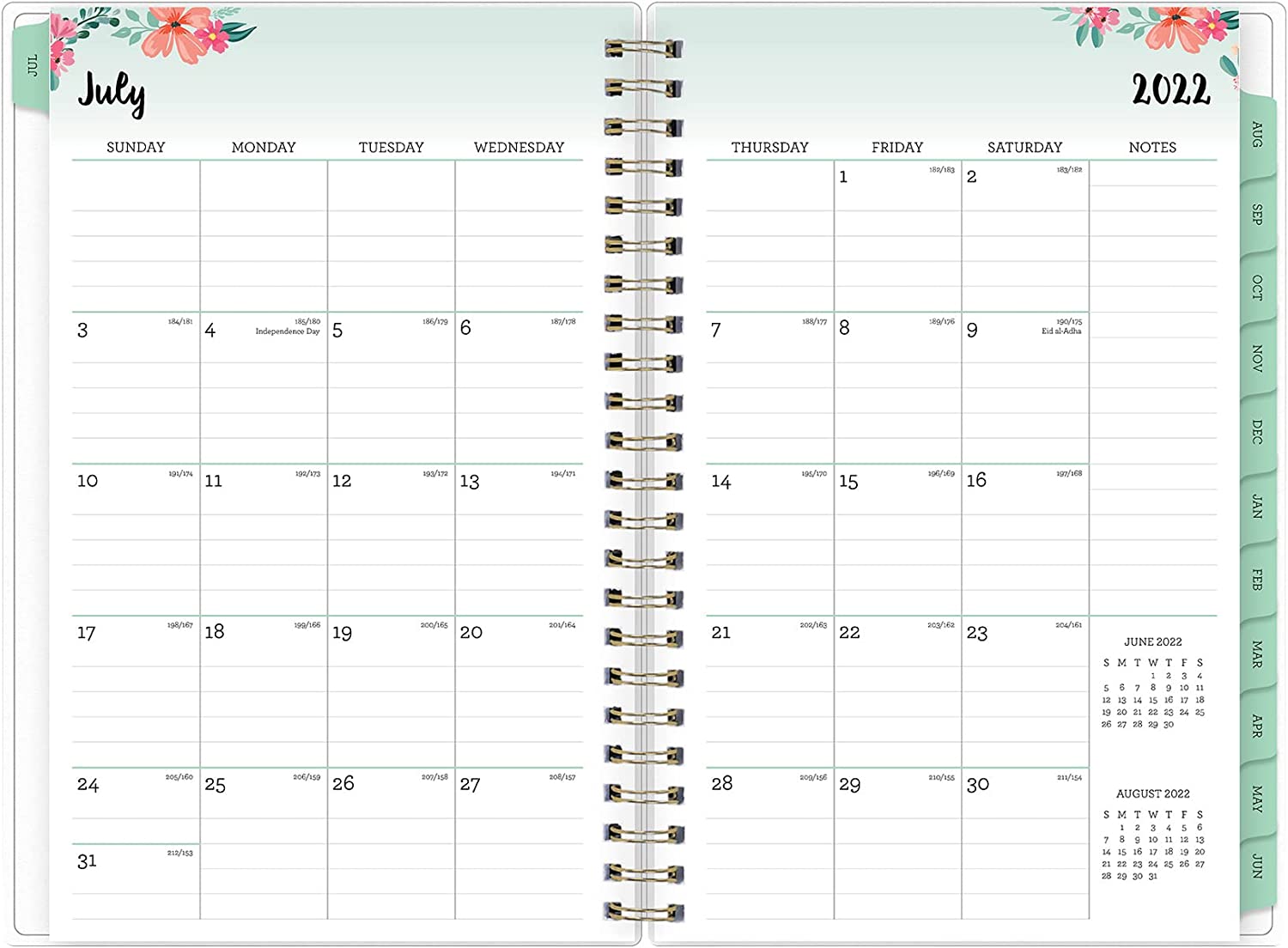 Blue Sky 2022-2023 Academic Year Weekly & Monthly Planner, 8.5" x 11", Frosted Flexible Cover, Wirebound, Laurel (131947-A23) - Image 3